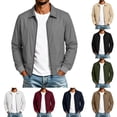 thumbnail image 1 of Rvwovn Men's Soft Shell Collar Jacket, Full Zip Lightweight Casual Fall Jacket with Ribbed Trim, 1 of 8