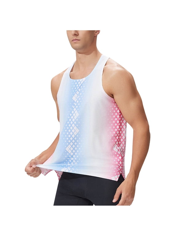 Men's Seamless Workout Tank Tops Lightweight Quick Dry Singlets for Running Marathon