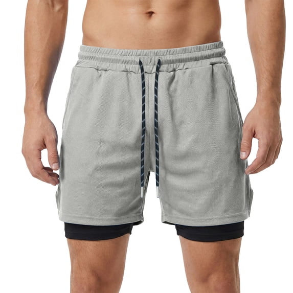 Rvwovn Men's 2-in-1 Lined Athletic Shorts with Compression Liner Lightweight Workout Running Shorts