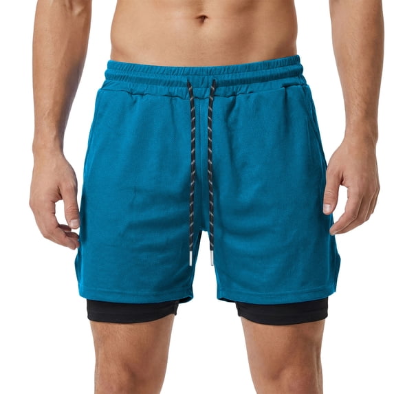 Rvwovn Men's 2-in-1 Lined Athletic Shorts with Compression Liner Lightweight Workout Running Shorts