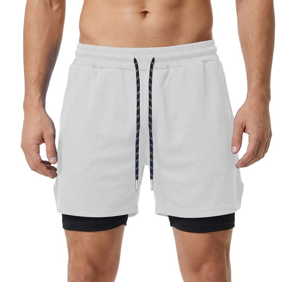 Rvwovn Men's 2-in-1 Lined Athletic Shorts with Compression Liner Lightweight Workout Running Shorts