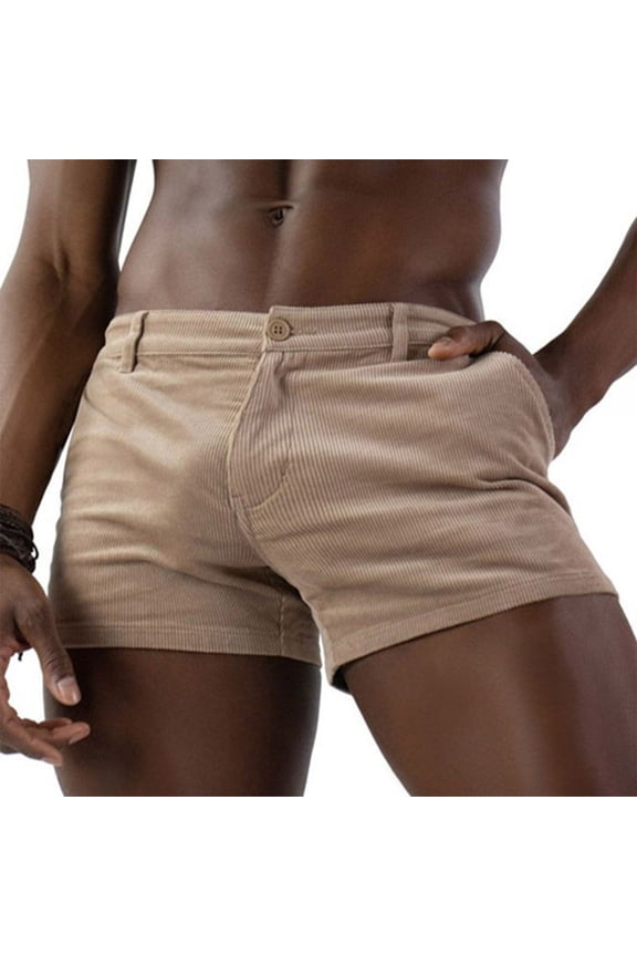 Men's 3 Inch Inseam Corduroy Shorts, Slim Fit Retro Casual Summer Casual Beach Shorts