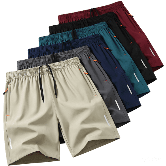 Rvwovn Men's Athletic Running Shorts - Quick Dry Workout Shorts with Elastic Waist & Zip Pockets