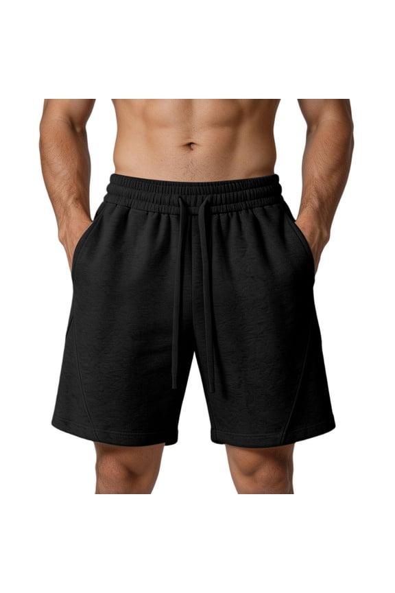 Men's Athletic Shorts – Curved Side Seam Design, Soft Drawstring Shorts with Deep Pockets
