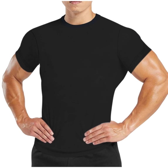 Rvwovn Men's Athletic T-Shirt, Short Sleeve Moisture Wicking Compression Tees for Gym & Running