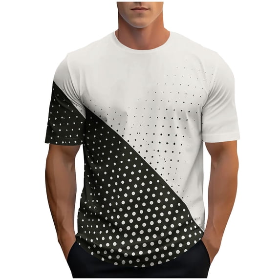 Rvwovn Men's Athletic T-Shirt, Short Sleeve Quick Dry Tee with Geometric Print for Gym & Running