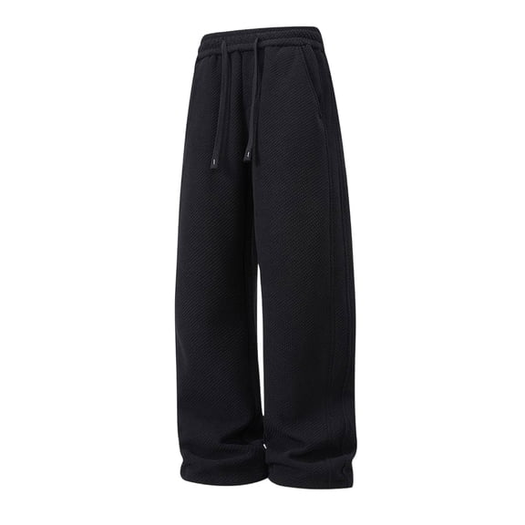Rvwovn Men's Baggy Straight Leg Sweatpants - Drawstring Athletic Workout Knit Casual Pants