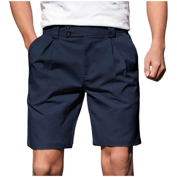 Rvwovn Men's Business Dress Shorts - Classic-Fit Button Waist Flat Front Golf Casual Shorts