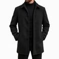 thumbnail image 1 of Rvwovn Men's Button Down Trench Coat Lapel Collar Relaxed Fit Casual Mid Length Outerwear with Pockets, 1 of 6