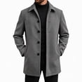 thumbnail image 1 of Rvwovn Men's Button Down Trench Coat Lapel Collar Relaxed Fit Casual Mid Length Outerwear with Pockets, 1 of 6