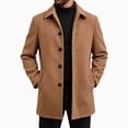 thumbnail image 1 of Rvwovn Men's Button Down Trench Coat Lapel Collar Relaxed Fit Casual Mid Length Outerwear with Pockets, 1 of 6