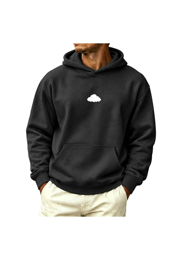 Men's Casual Graphic Hoodie Cloud Print Pullover Sweatshirt for Fall Everyday Wear