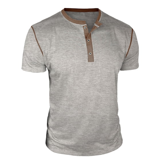 Rvwovn Men's Classic Henley Tee - Short Sleeve Lightweight Cotton Button Summer Solid Top