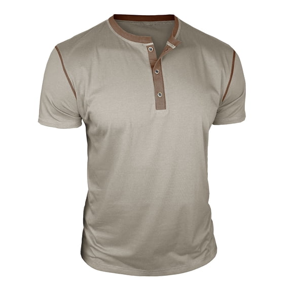 Rvwovn Men's Classic Henley Tee - Short Sleeve Lightweight Cotton Button Summer Solid Top