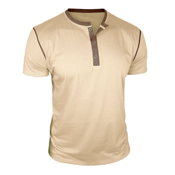 Rvwovn Men's Classic Henley Tee - Short Sleeve Lightweight Cotton Button Summer Solid Top