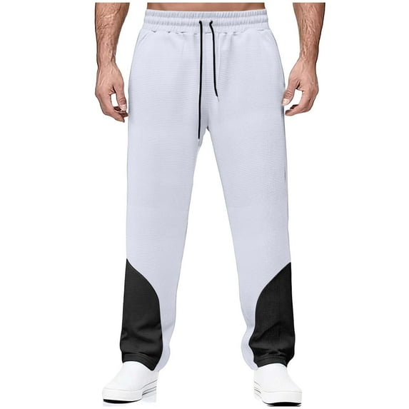 Rvwovn Men's Color Block Sweatpants, Baggy Wide Leg Lounge Pants for Casual and Workout Wear
