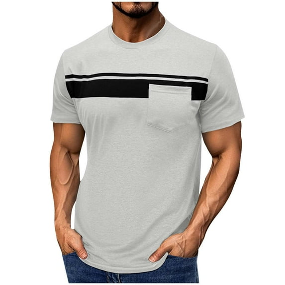 Rvwovn Men's Color Block Tees Short Sleeve Crewneck Casual T-Shirts with Pocket for Summer