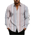 thumbnail image 1 of Rvwovn Men's Colorful Striped Button Down Shirt, Casual Long Sleeve Top with Classic Collar, 1 of 5