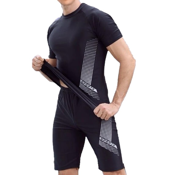 Rvwovn Men's Compression 2-Piece Set, Short Sleeve Athletic Shirt & Shorts for Workout & Training