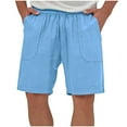 thumbnail image 1 of Rvwovn Men's Cotton Linen Shorts, Elastic Drawstring Waist Loose Fit Summer Casual Shorts, 1 of 7