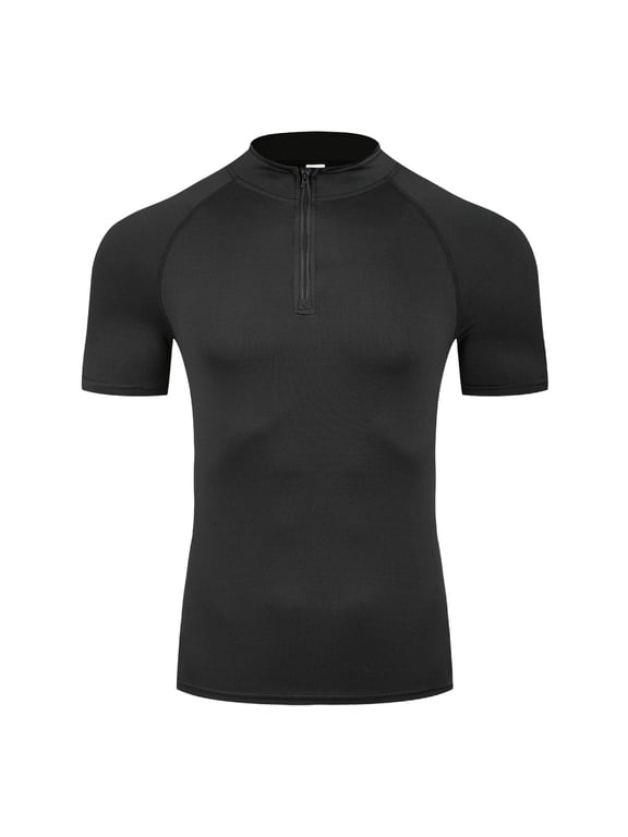 Men's Cycling Jersey Shirt - Moisture Wicking Quick Dry Bike Top, Short Sleeve Quarter-Zip