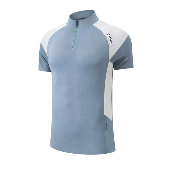 Rvwovn Men's Cycling Jersey Short Sleeve Tops Quarter Zip Moisture Wicking Running Athletic Tees