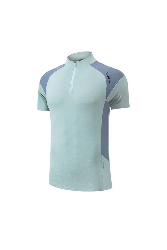 Men's Cycling Jersey Short Sleeve Tops Quarter Zip Moisture Wicking Running Athletic Tees