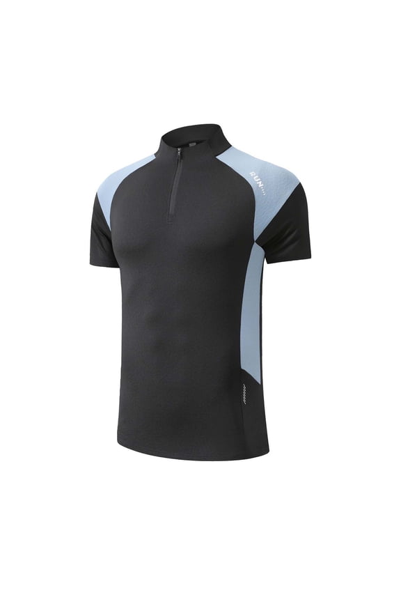 Men's Cycling Jersey Short Sleeve Tops Quarter Zip Moisture Wicking Running Athletic Tees