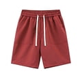 thumbnail image 1 of Rvwovn Men's Elastic Waist Casual Shorts, Lightweight Drawstring Summer Outdoor Beach Shorts with Pockets, 1 of 4