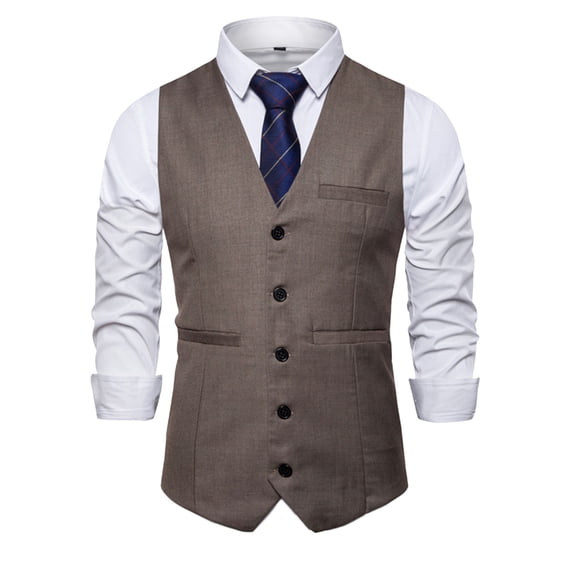 Rvwovn Men's Classic Slim Fit Suit Dress Vest 3 Pockets Design for Business Wedding Prom Tuxedo