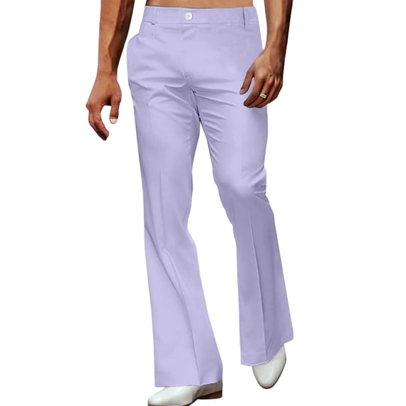 Rvwovn Men's Flare Dress Pants Slim Fit High Waist Bell Bottom Pants for Party Vintage Casual Wear