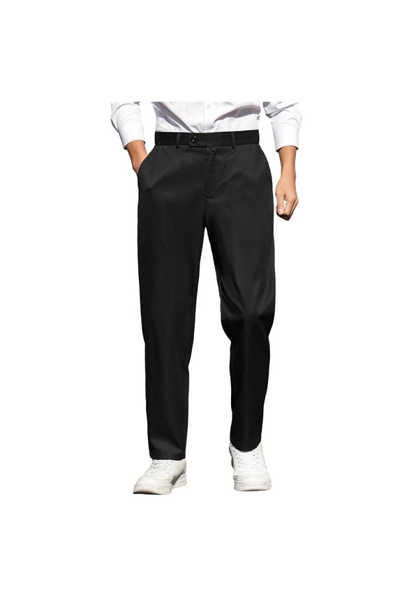 Men's Flat Front Dress Pants Straight Leg Formal Trousers for Bussiness & Office Work