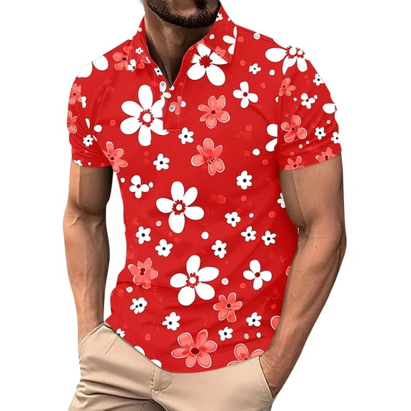 Rvwovn Men's Flower Print Short Sleeve Tshirts Summer Lightweight Tops for Golf, Casual Outfits