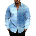 thumbnail image 1 of Rvwovn Men's Gingham Plaid Button Down Shirt, Casual Long Sleeve Top with Classic Collar, 1 of 5
