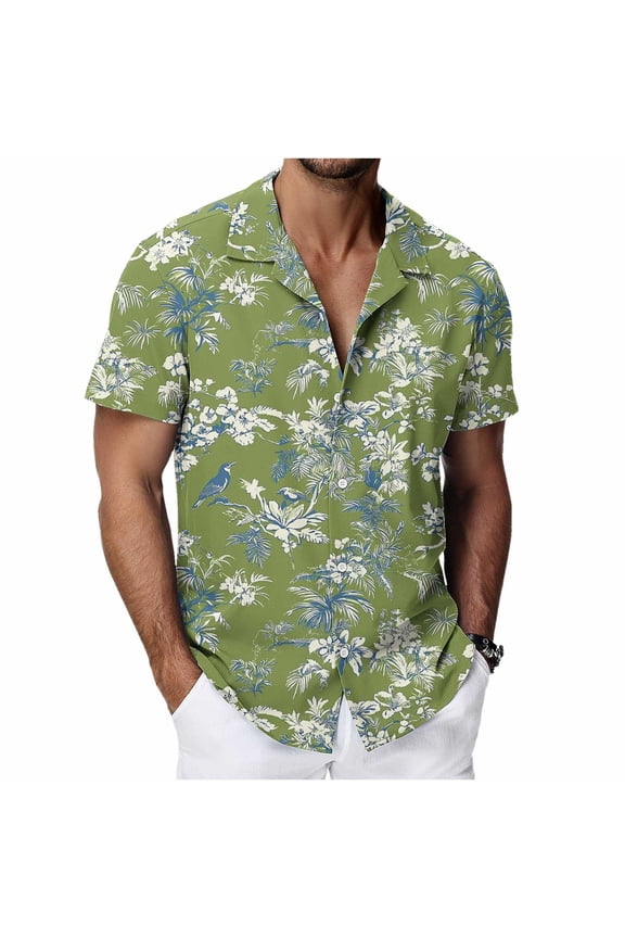 Men's Hawaiian Short Sleeve Shirt Button Down Tropical Print Casual Tee Beach Vacation Wear S-4X