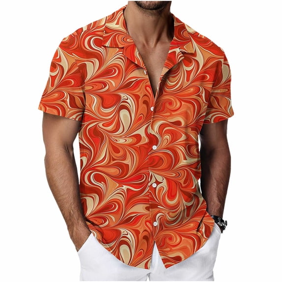 Rvwovn Men's Hawaiian Short Sleeve Shirt Button Down Tropical Print Casual Tee Beach Vacation Wear S-4X