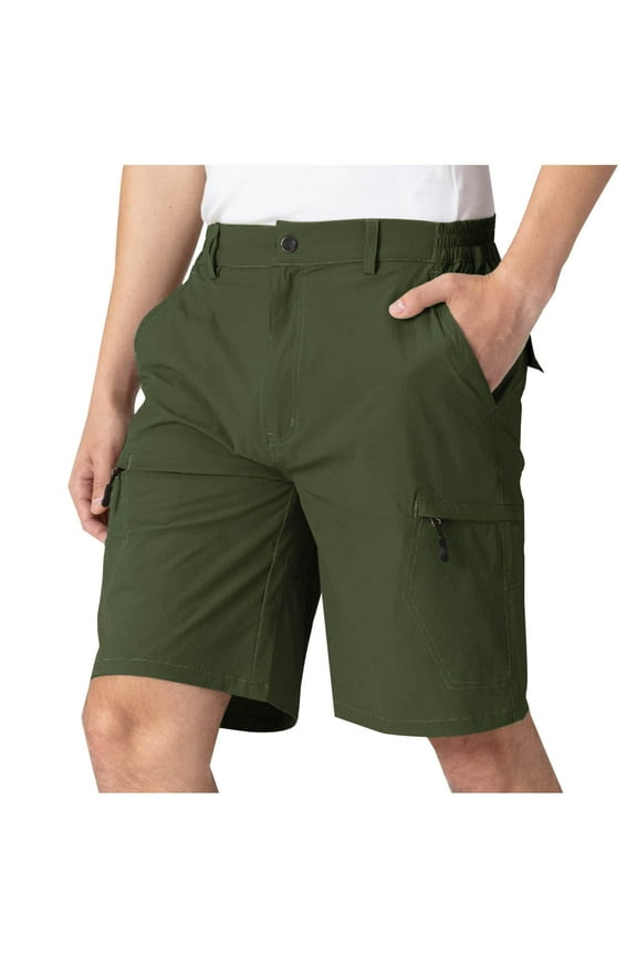 Men's Hiking Cargo Shorts - Lightweight Outdoor Fishing Camping Casual Shorts with Zipper Pockets