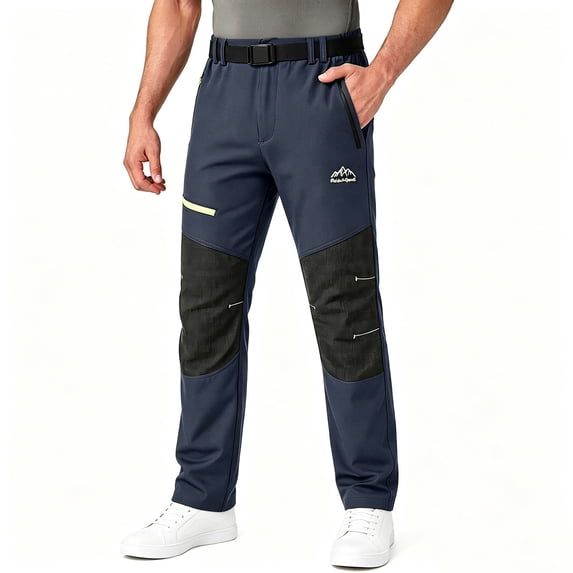Rvwovn Men's Hiking Pants, Reinforced Knee Work Outdoor Pants with Belt Loops & Zipper Pockets