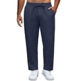 thumbnail image 1 of Rvwovn Men's Lightweight Breathable Cotton Blend Pants, Elastic Drawstring Waist Straight Leg Casual Trousers, 1 of 6