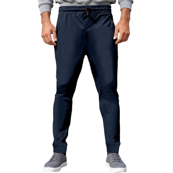 Rvwovn Men's Lightweight Joggers Zipper Pocket Drawstring Soft Slim Fit Workout Sweatpants