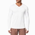thumbnail image 1 of Rvwovn Men's Long Sleeve V-Neck Shirt Stretch Thumb Cuffs Athletic Base Layer Top Workout Daily Wear, 1 of 6