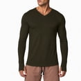 thumbnail image 1 of Rvwovn Men's Long Sleeve V-Neck Shirt Stretch Thumb Cuffs Athletic Base Layer Top Workout Daily Wear, 1 of 6