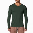 thumbnail image 1 of Rvwovn Men's Long Sleeve V-Neck Shirt Stretch Thumb Cuffs Athletic Base Layer Top Workout Daily Wear, 1 of 6