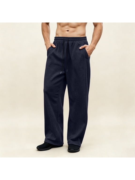 Men's Loose Fit Open Bottom Sweatpants Athletic Pants with Pockets for Gym and Daily Wear