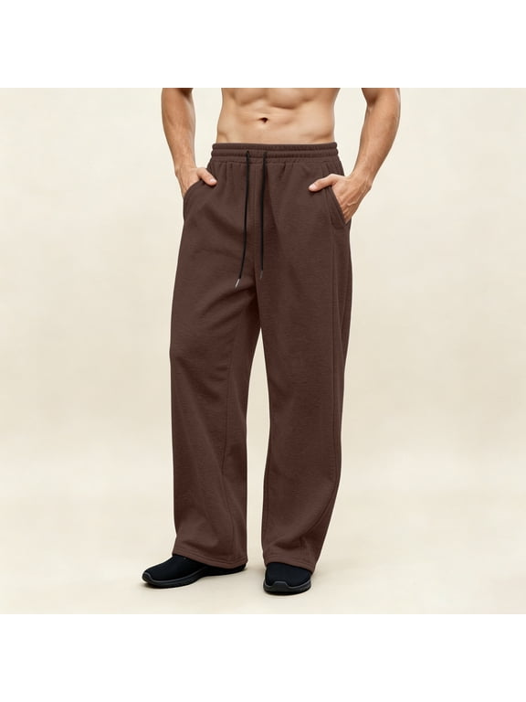 Men's Loose Fit Open Bottom Sweatpants Athletic Pants with Pockets for Gym and Daily Wear