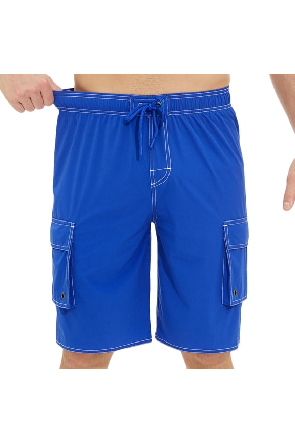 Men's Loose Fit Swim Trunks with Cargo Pockets, Quick Dry Beach Swimwear Bathing Suits