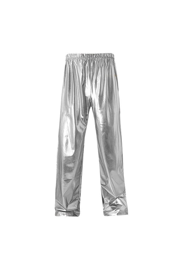 Men's Metallic Shiny Pants Disco Look Straight Leg Trousers for 70s 80s Party, Rave & Cosplay
