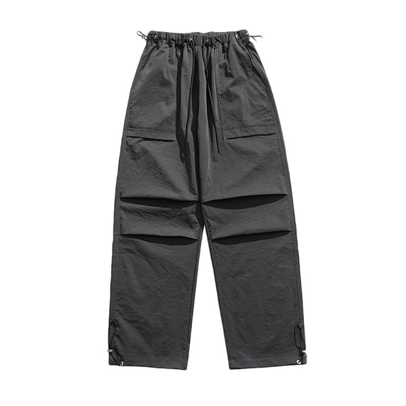 Rvwovn Men's Multi-Pocket Parachute Pants Lightweight Quick Dry Baggy Drawstring Streetwear Trousers