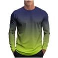thumbnail image 1 of Rvwovn Men's Ombre Long Sleeve Crewneck T-Shirt, Gradient Color Pullover Tee Casual Fall Wear, 1 of 5