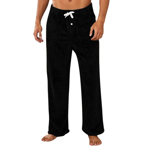 Rvwovn Men's Plush Fleece Pajama Pants, Warm & Soft Sleep & Lounge Bottoms with Pockets